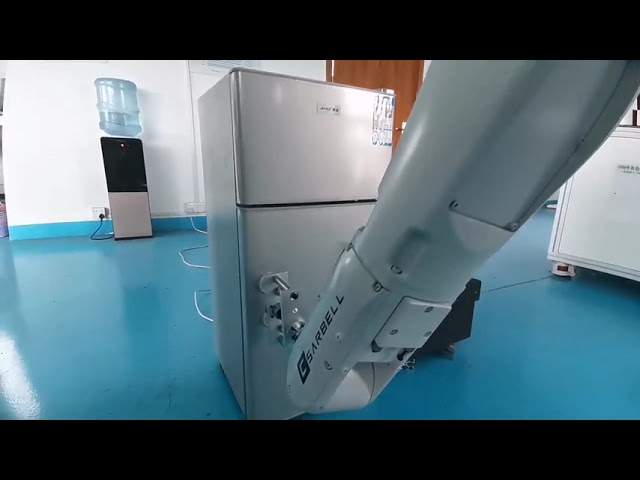 видео компании около Robotic arm for refrigerator door durability test - continuously open and close